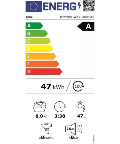 Beko B3WM4841W2 Vrijstaande wasmachine