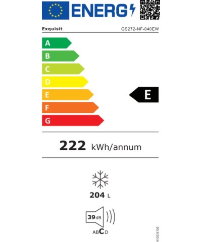 Exquisit GS272-NF-040EW Vrijstaande Vrieskast